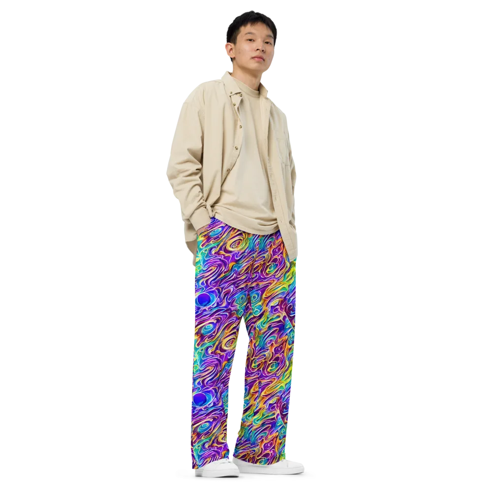 Chromatic Flame on Wide-Leg Pants — Right Front