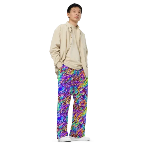 Chromatic Flame on a Wide-Leg Pants