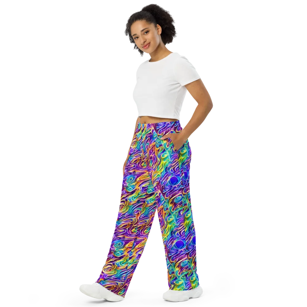 Chromatic Flame on Wide-Leg Pants — Left Front