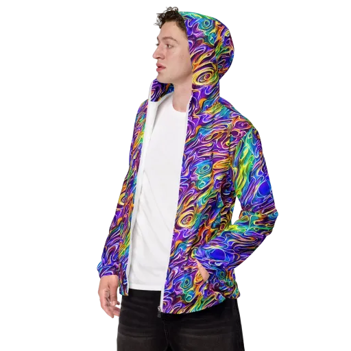 Chromatic Flame on a Men's Windbreaker