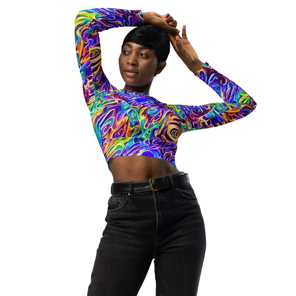 Chromatic Flame on Long Sleeve Crop Top — Front