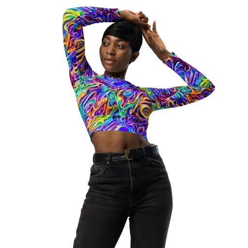Chromatic Flame on a Long Sleeve Crop Top