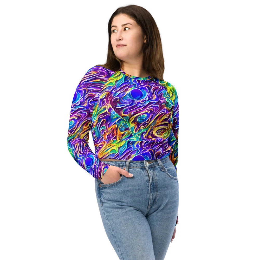 Chromatic Flame on Long Sleeve Crop Top — Front