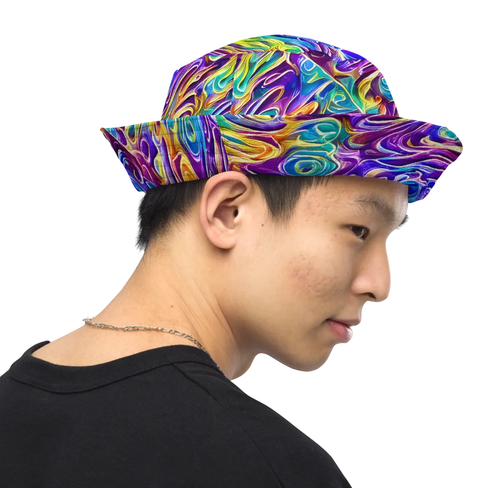 Chromatic Flame on Reversible Bucket Hat — Right Outside