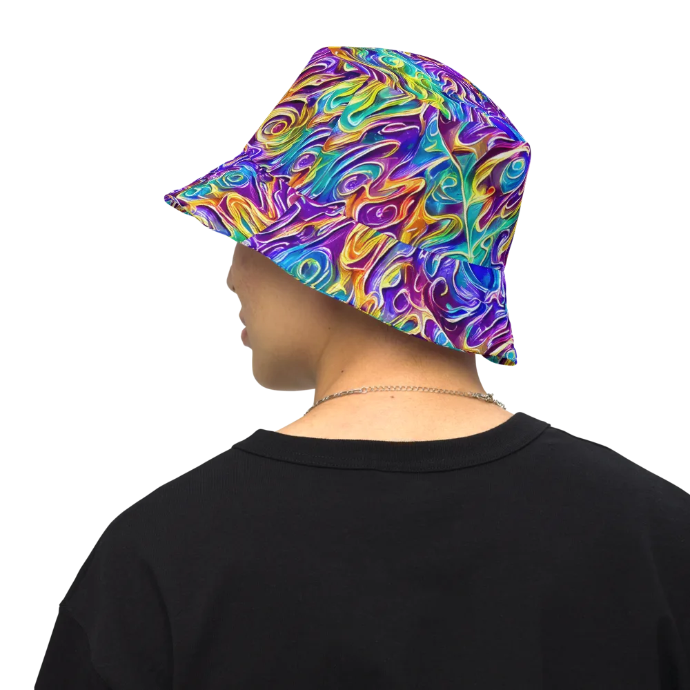 Chromatic Flame on Reversible Bucket Hat — Back Inside