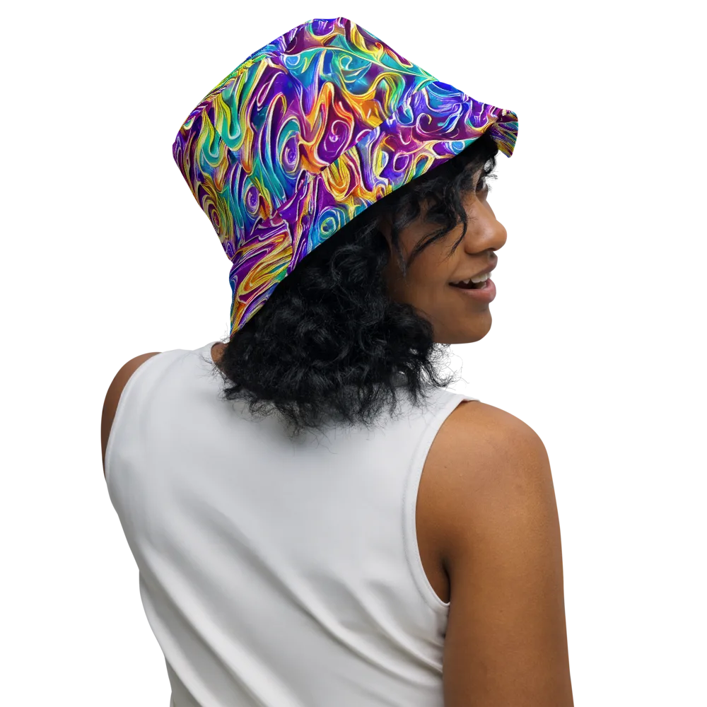 Chromatic Flame on Reversible Bucket Hat — Right Outside
