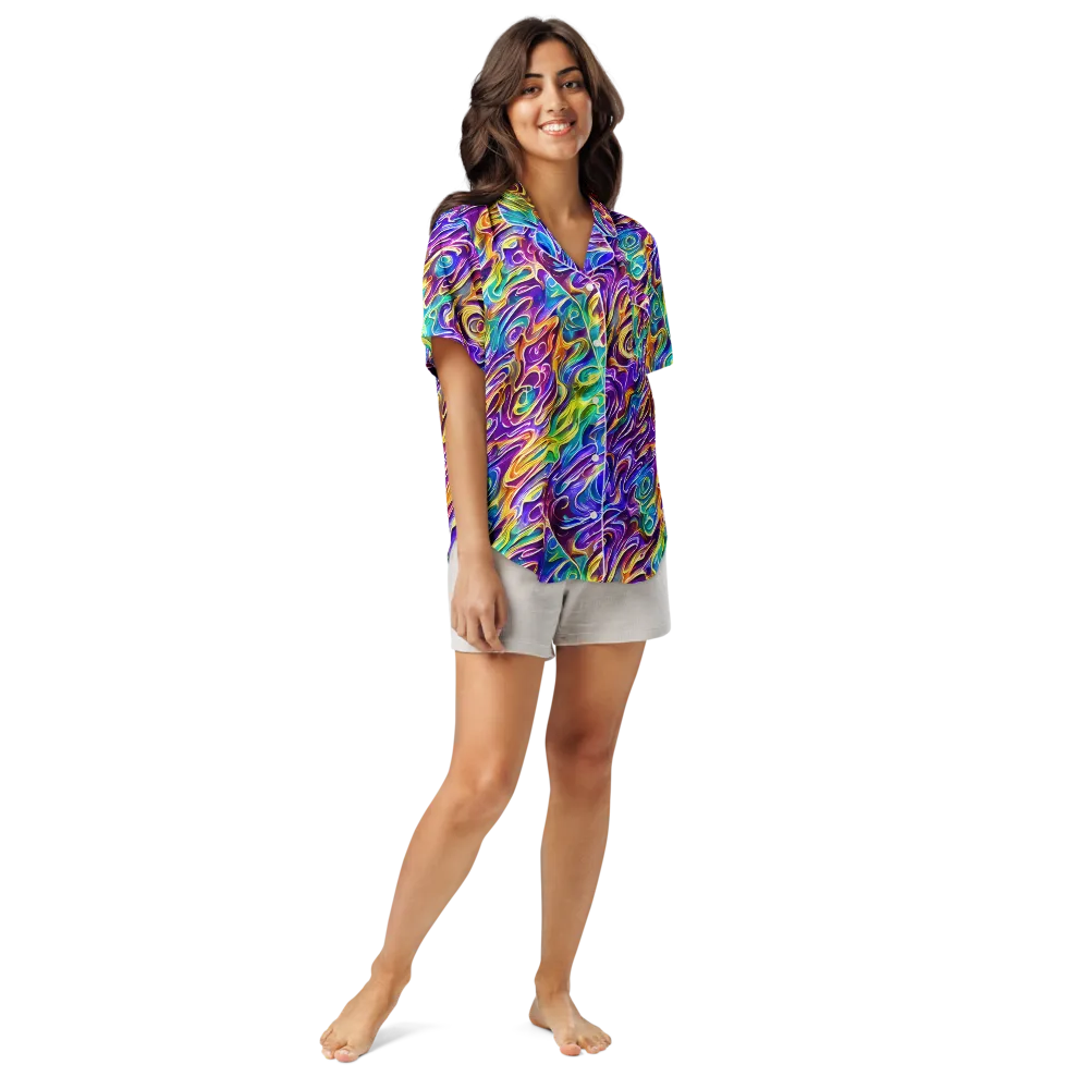 Chromatic Flame on Women's Short Sleeve Pajama Top — Front