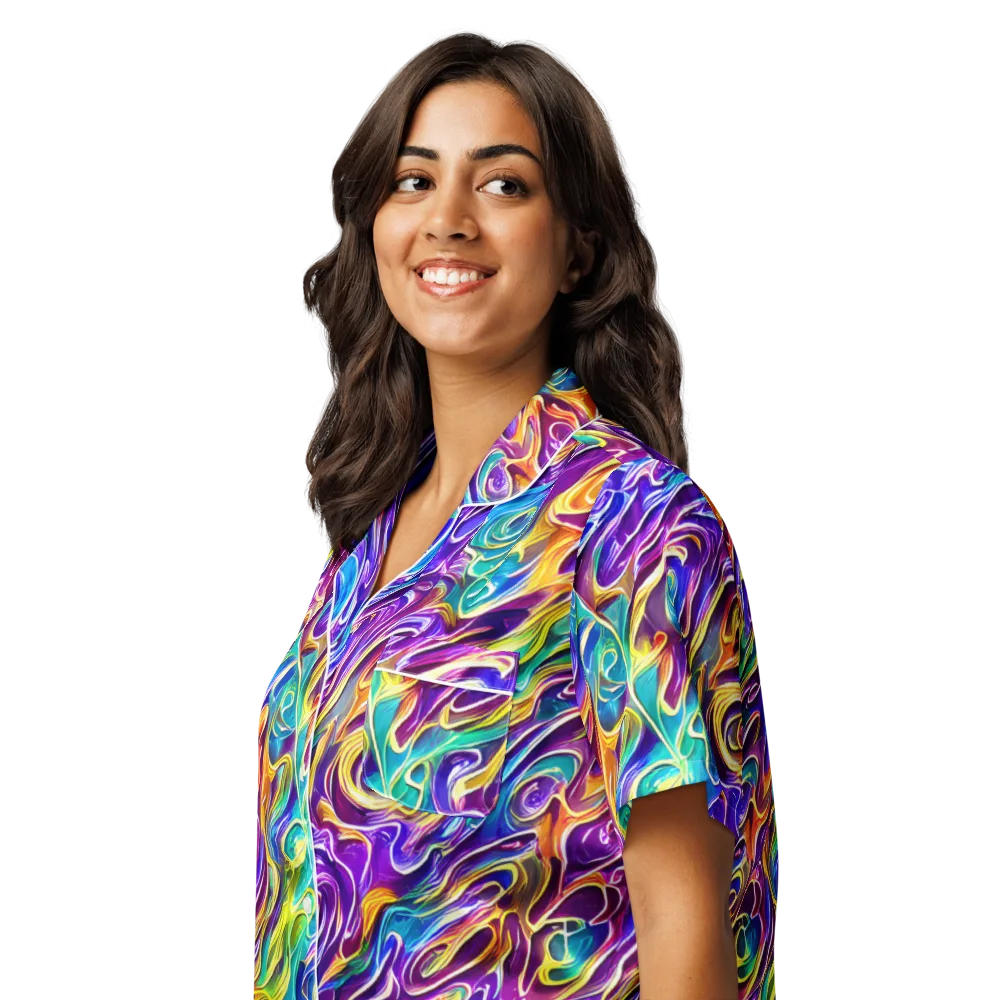 Chromatic Flame on Women's Short Sleeve Pajama Top — Left Front