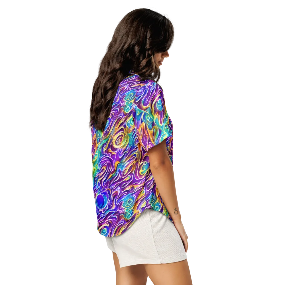 Chromatic Flame on Women's Short Sleeve Pajama Top — Right Back