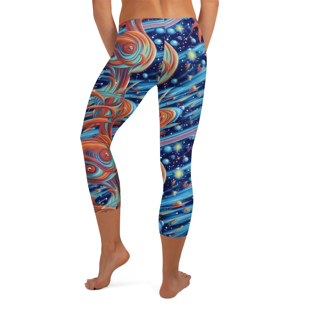 Orbit Flame on Capri Leggings — Back