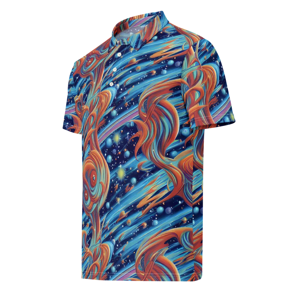 Orbit Flame on Men's Slim Fit Polo Shirt — Left Front