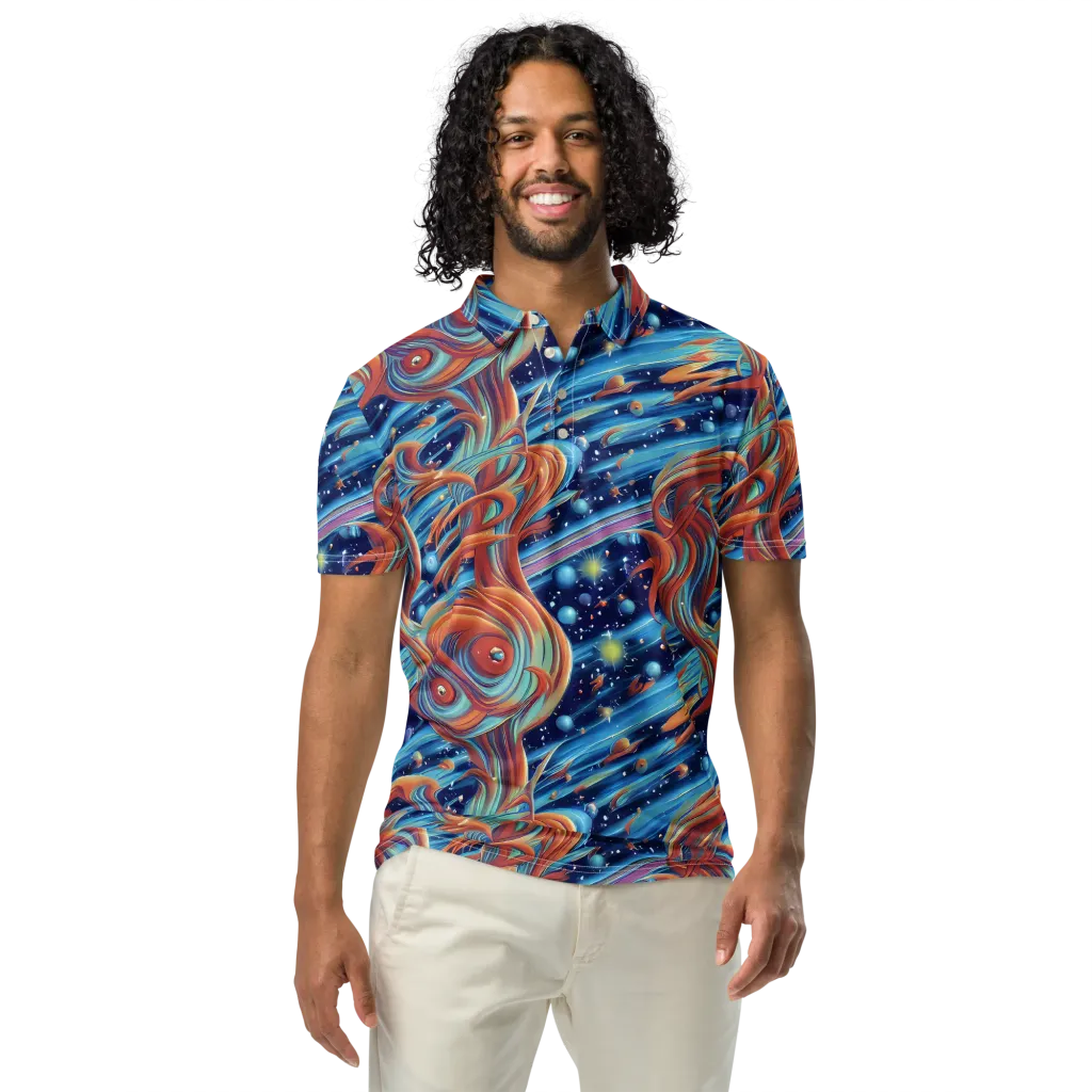 Orbit Flame on Men's Slim Fit Polo Shirt — Front