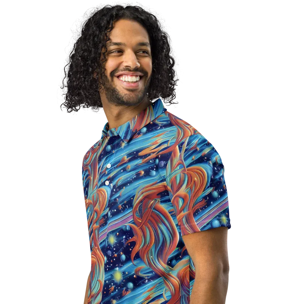 Orbit Flame on Men's Slim Fit Polo Shirt — Left Front