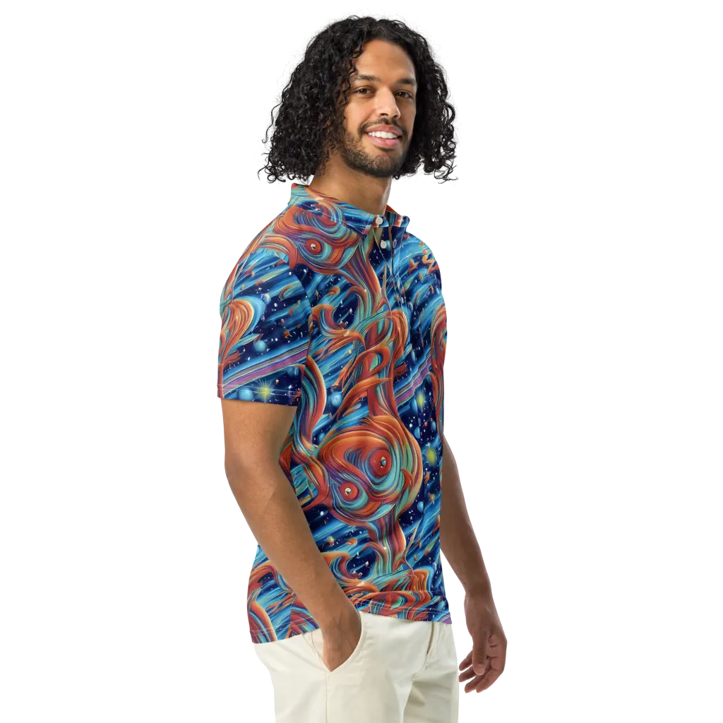 Orbit Flame on Men's Slim Fit Polo Shirt — Right Front