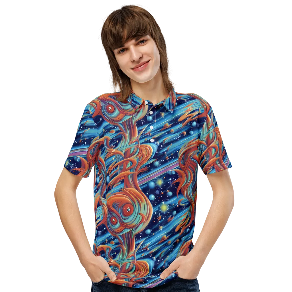 Orbit Flame on Men's Slim Fit Polo Shirt — Front