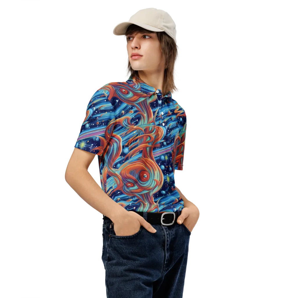 Orbit Flame on Men's Slim Fit Polo Shirt — Right Front