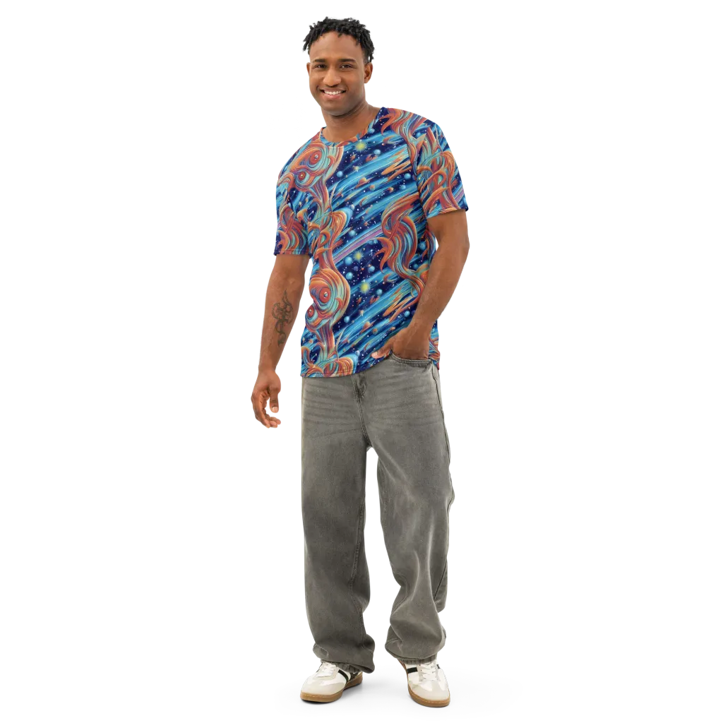 Orbit Flame on Men's Cotton Crew Neck T-Shirt — Front