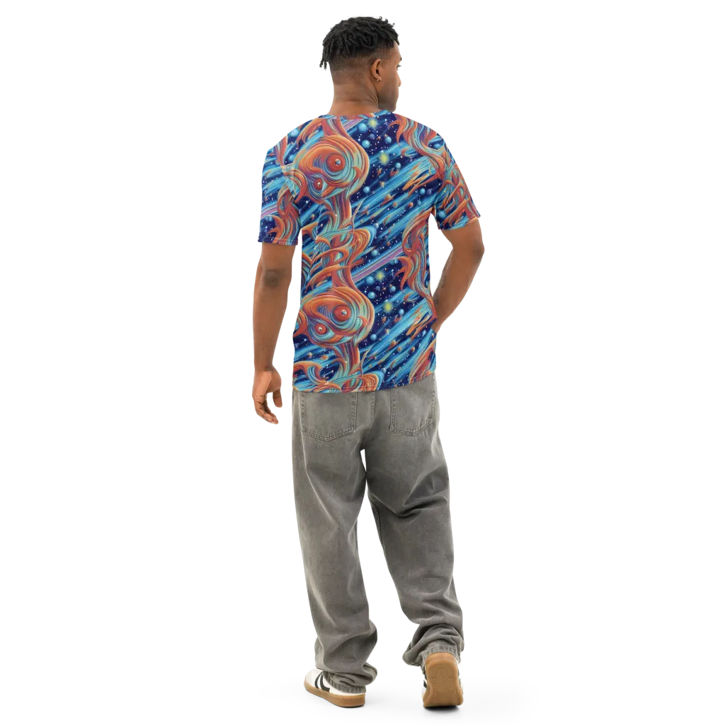 Orbit Flame on Men's Cotton Crew Neck T-Shirt — Back