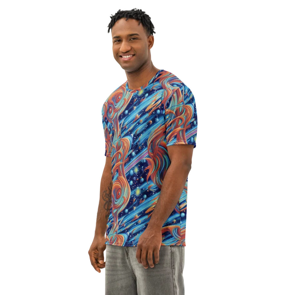 Orbit Flame on Men's Cotton Crew Neck T-Shirt — Left Front