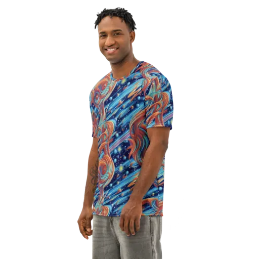 Orbit Flame on a Men's Cotton Crew Neck T-Shirt