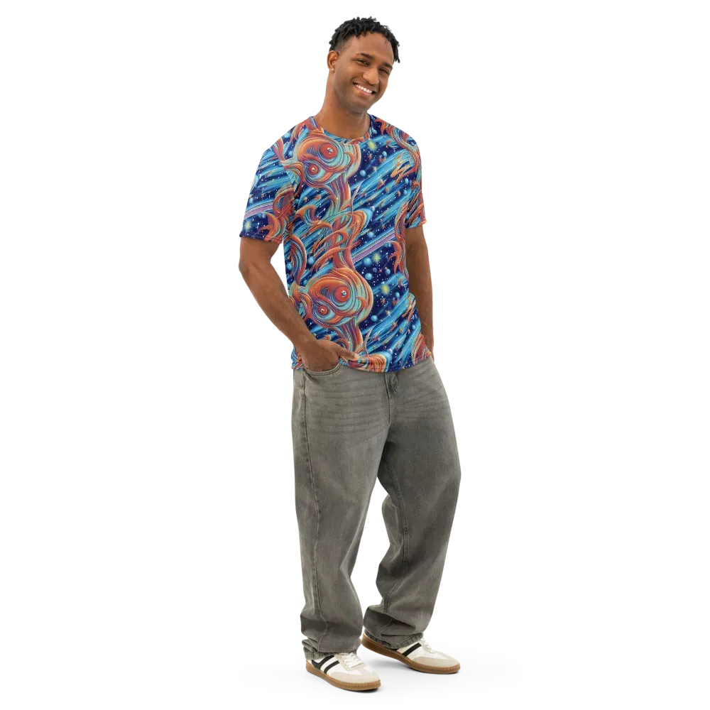 Orbit Flame on Men's Cotton Crew Neck T-Shirt — Right Front