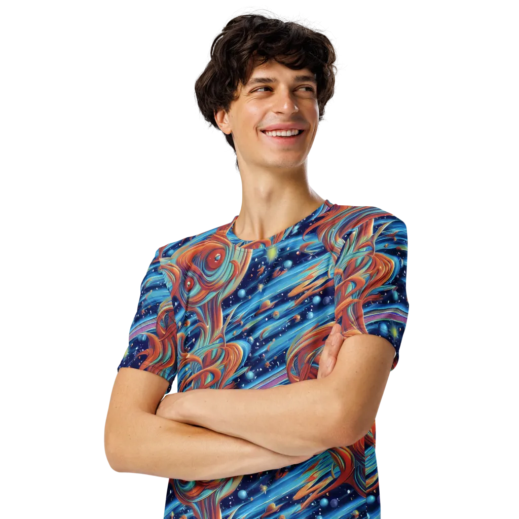Orbit Flame on Men's Crew Neck T-Shirt — Left Front