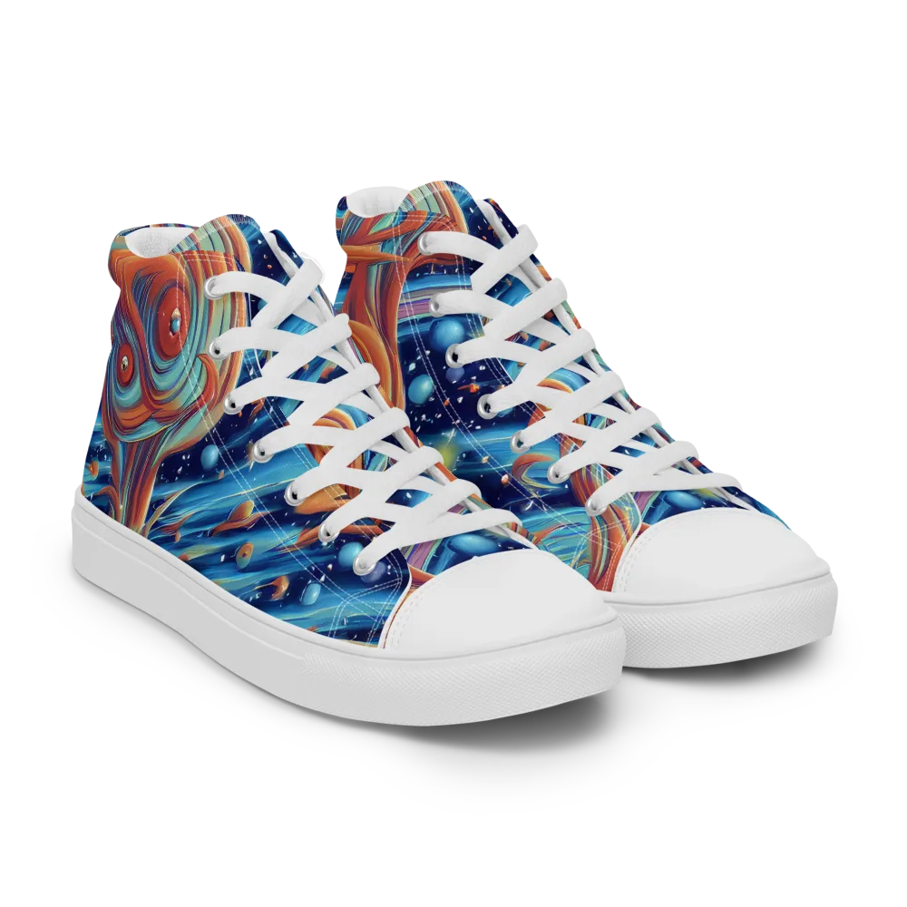 Orbit Flame on Men's High Top Canvas Shoes — Right Front