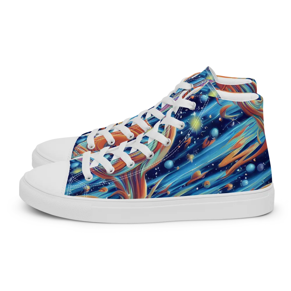 Orbit Flame on Men's High Top Canvas Shoes — Left