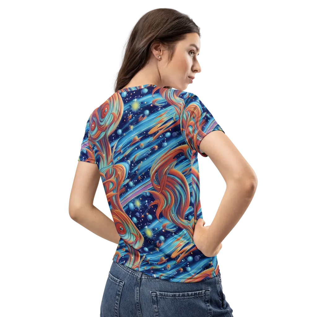 Orbit Flame on Women's Crew Neck T-Shirt — Back