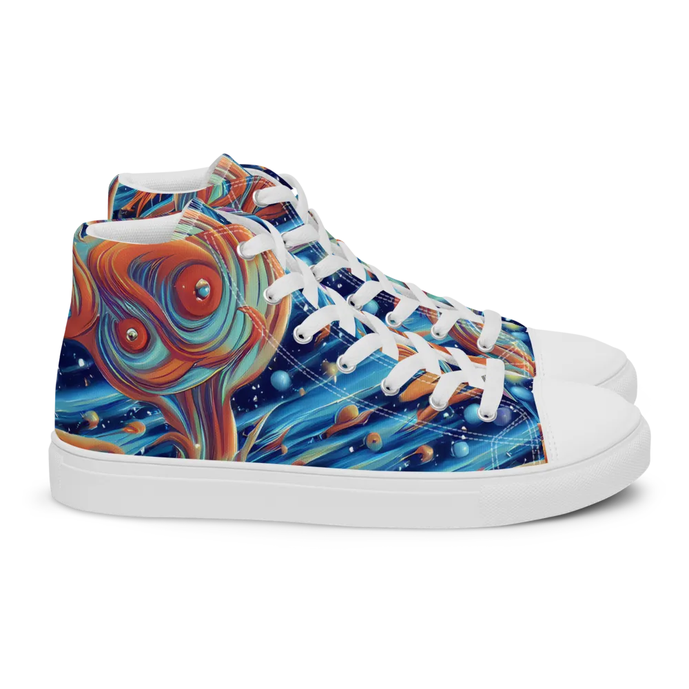 Orbit Flame on Women's High Top Canvas Shoes — Right