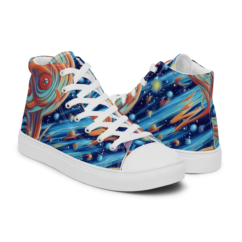 Orbit Flame on Women's High Top Canvas Shoes — Right