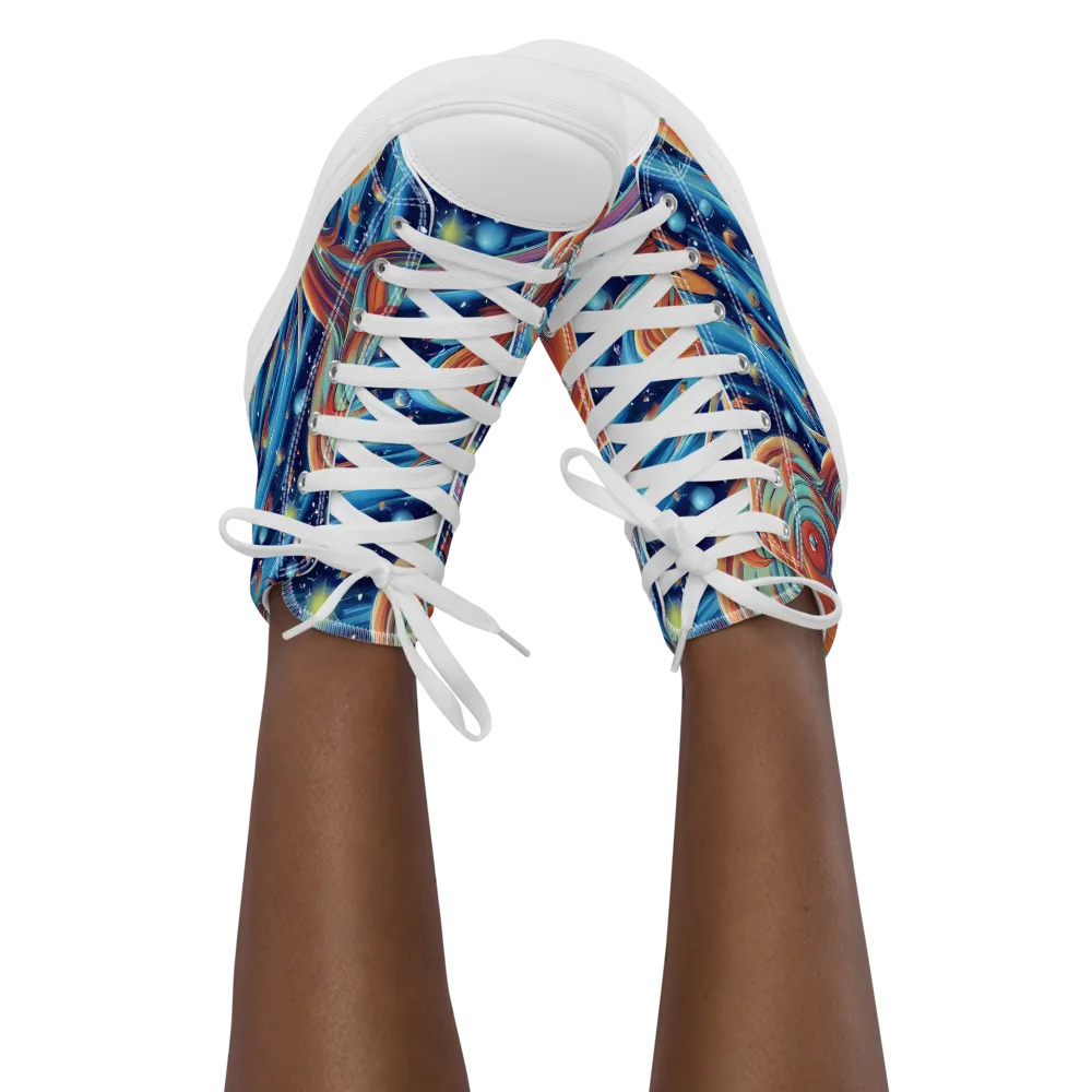 Orbit Flame on Women's High Top Canvas Shoes — Front