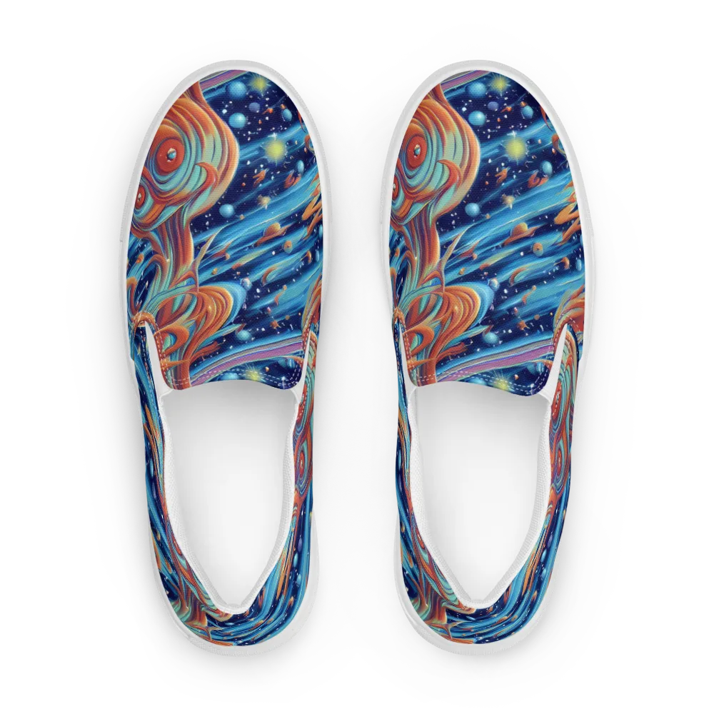 Orbit Flame on Men's Slip-On Canvas Shoes — Front