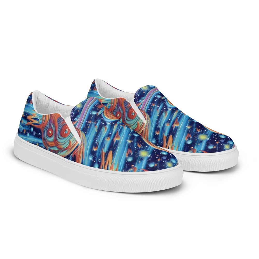 Orbit Flame on Men's Slip-On Canvas Shoes — Right Front