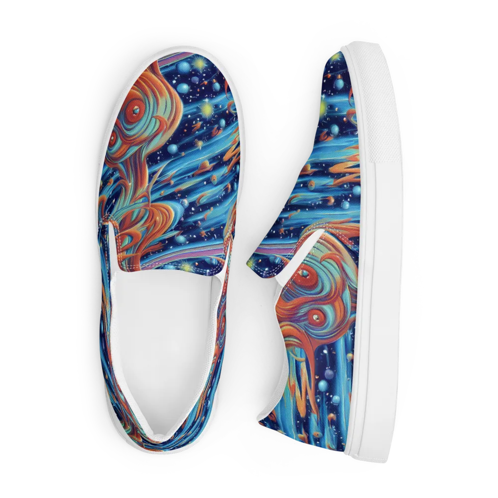 Orbit Flame on Men's Slip-On Canvas Shoes — Front