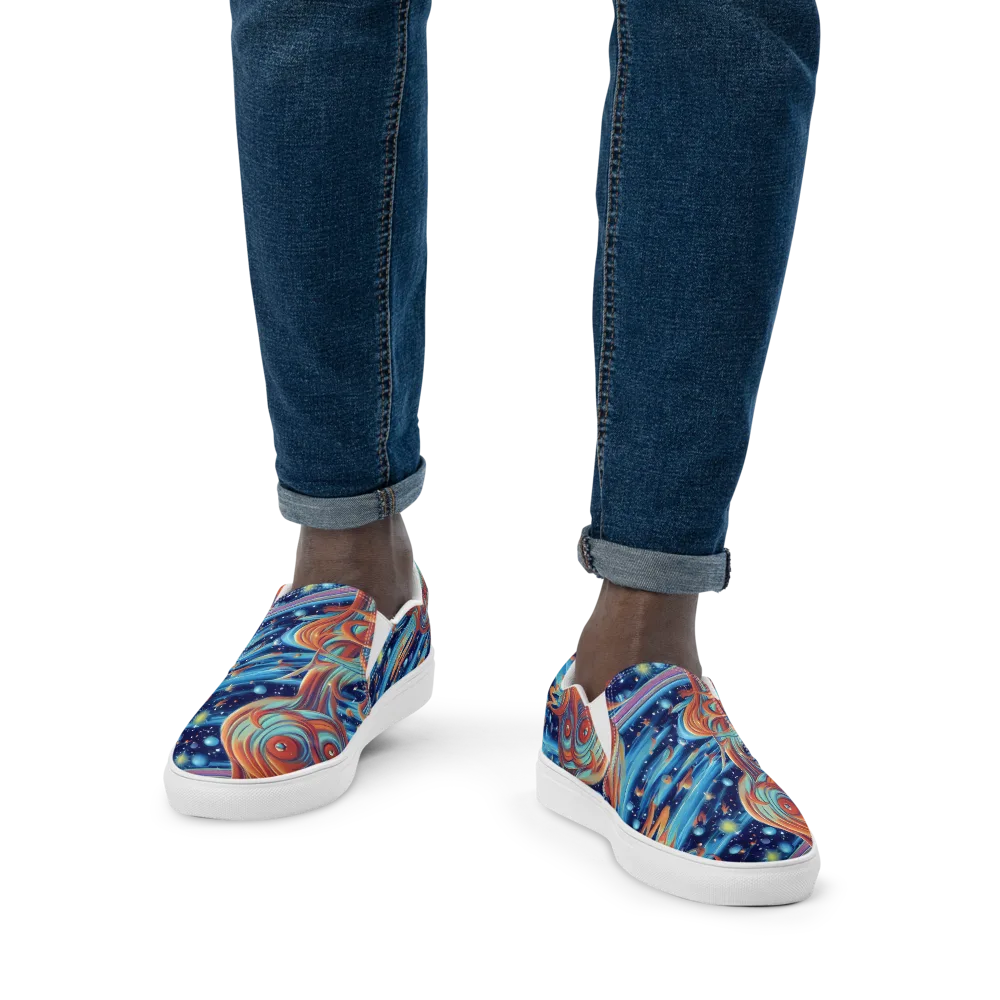 Orbit Flame on Men's Slip-On Canvas Shoes — Front