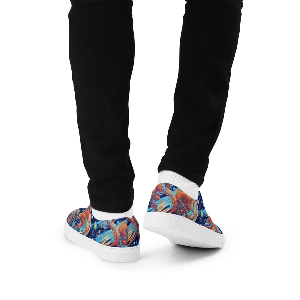 Orbit Flame on Men's Lace-Up Canvas Shoes — Back
