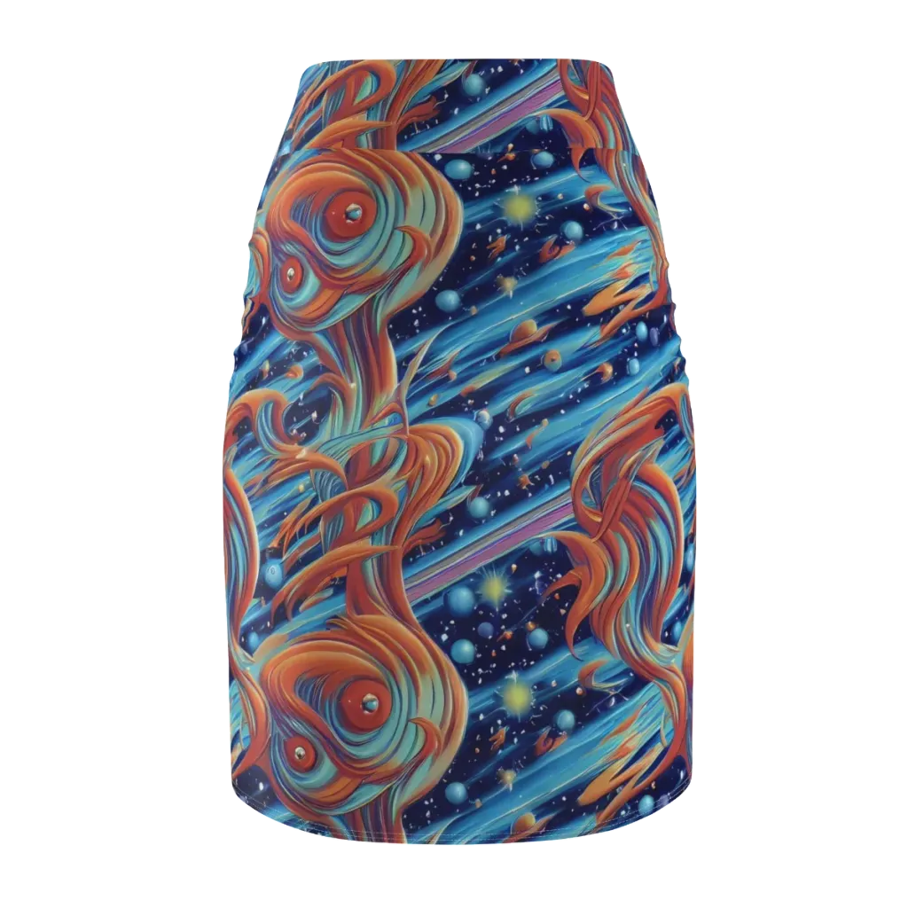 Orbit Flame on Pencil Skirt — Back