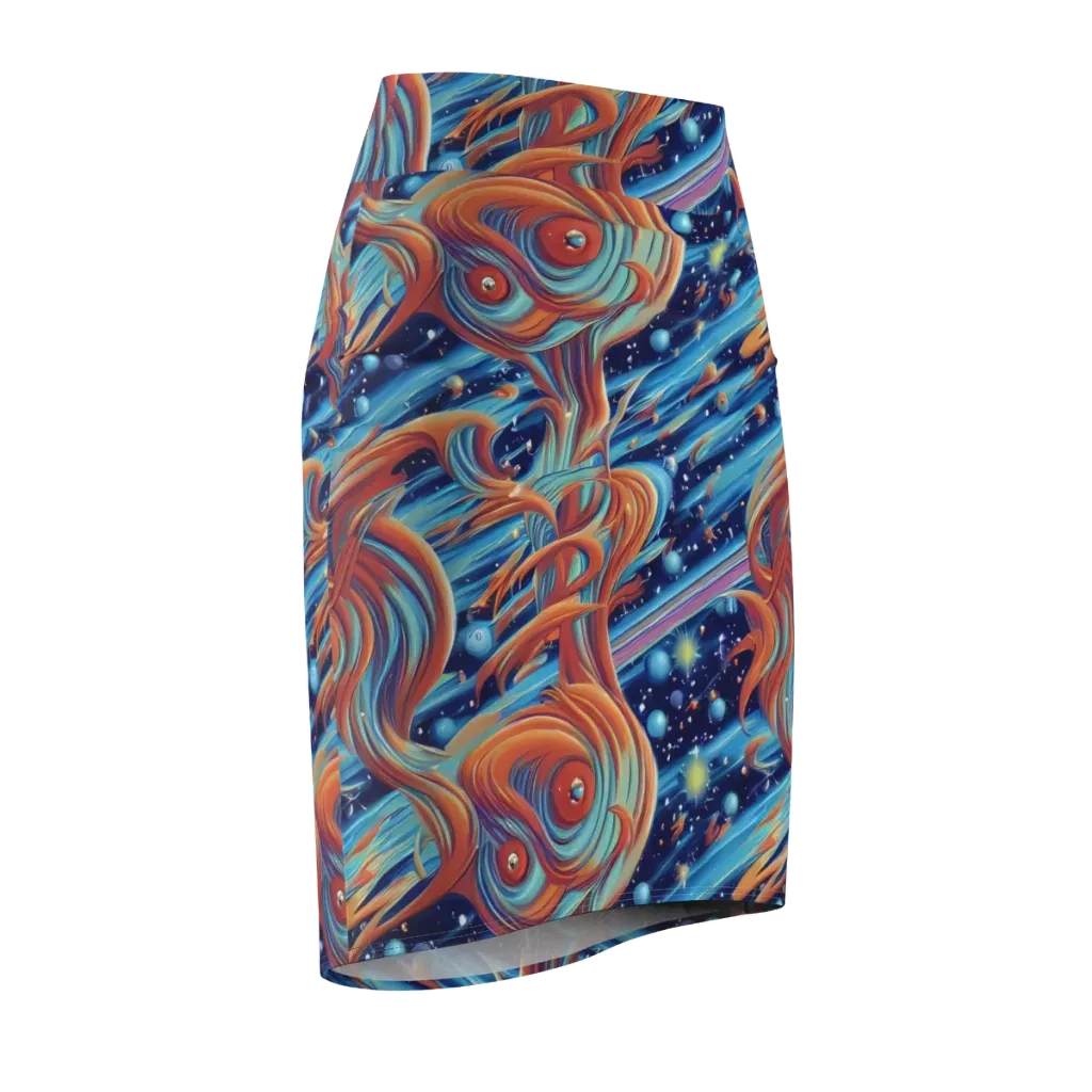 Orbit Flame on Pencil Skirt — Front Side