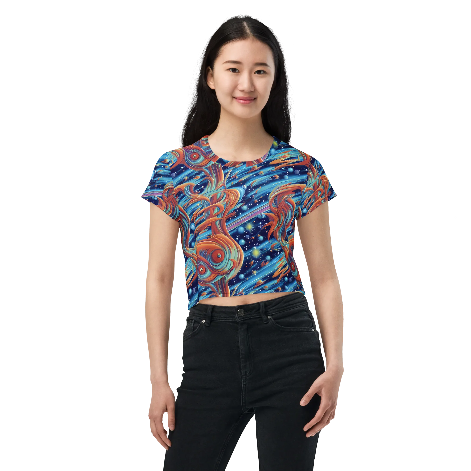 Orbit Flame on Crop Tee — Front