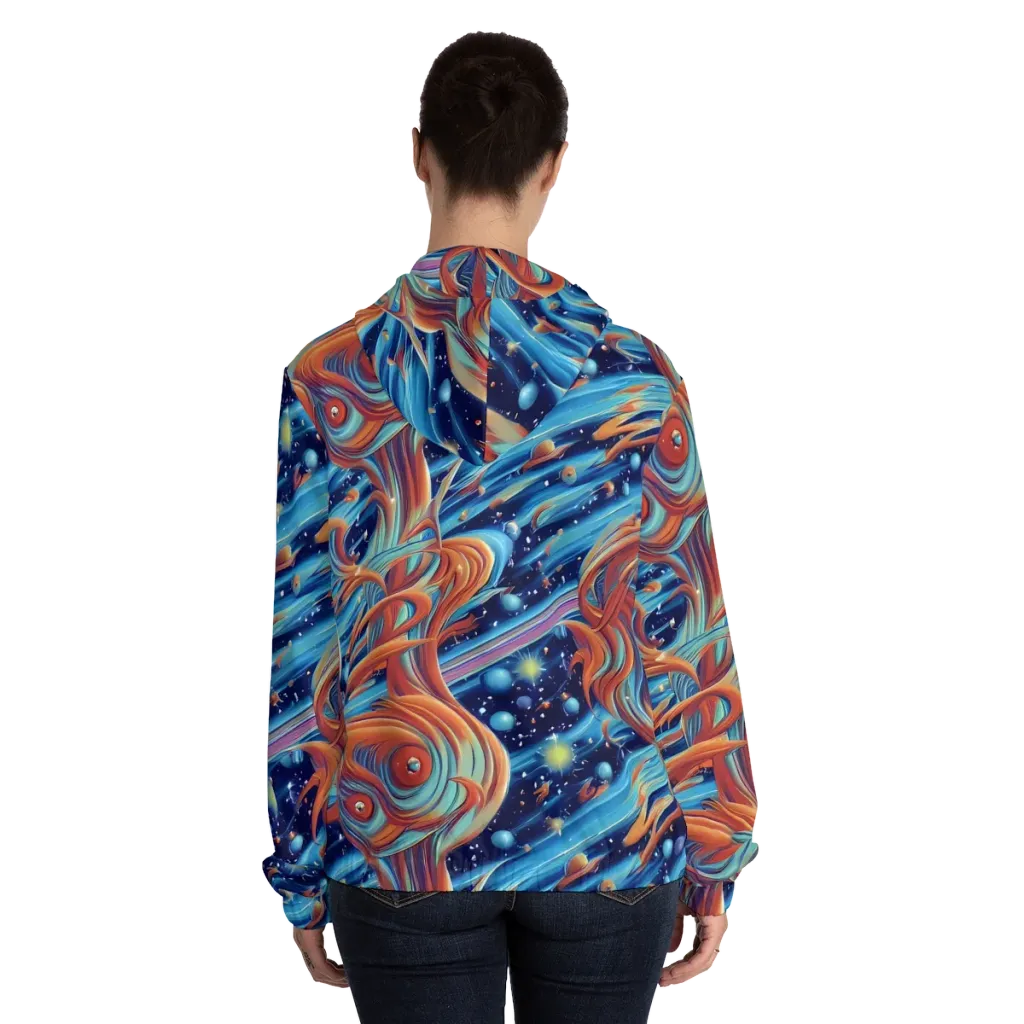 Orbit Flame on Women's Full-Zip Hoodie — Back On Person