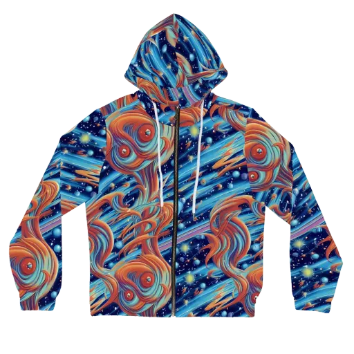 Orbit Flame on a Women's Full-Zip Hoodie