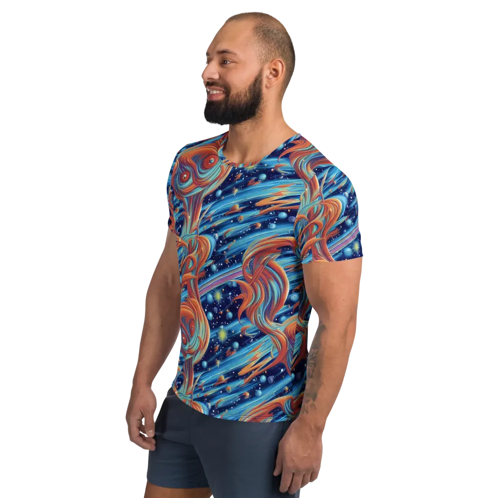 Orbit Flame on Men's Athletic T-Shirt — Left