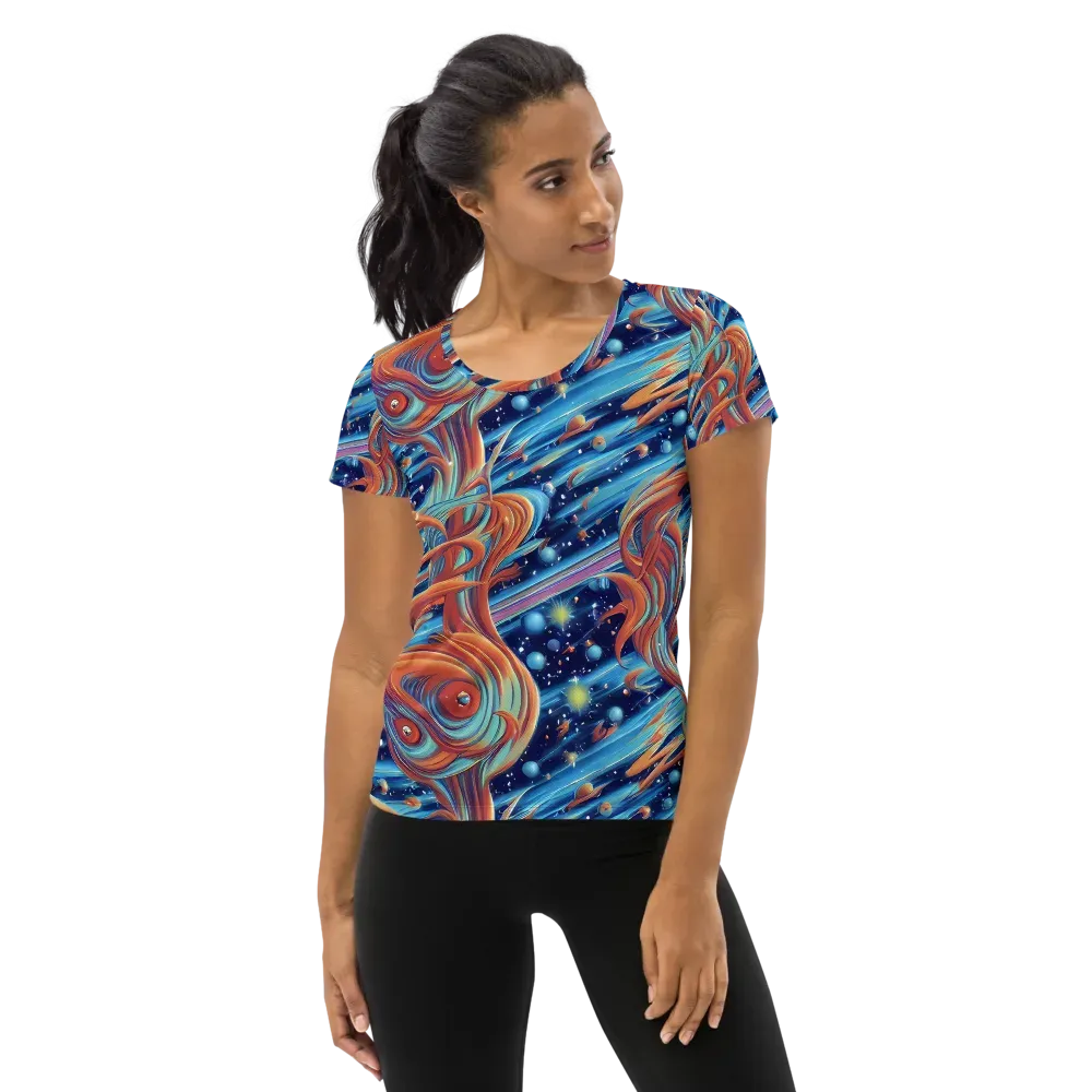 Orbit Flame on Women's Athletic T-Shirt — Front