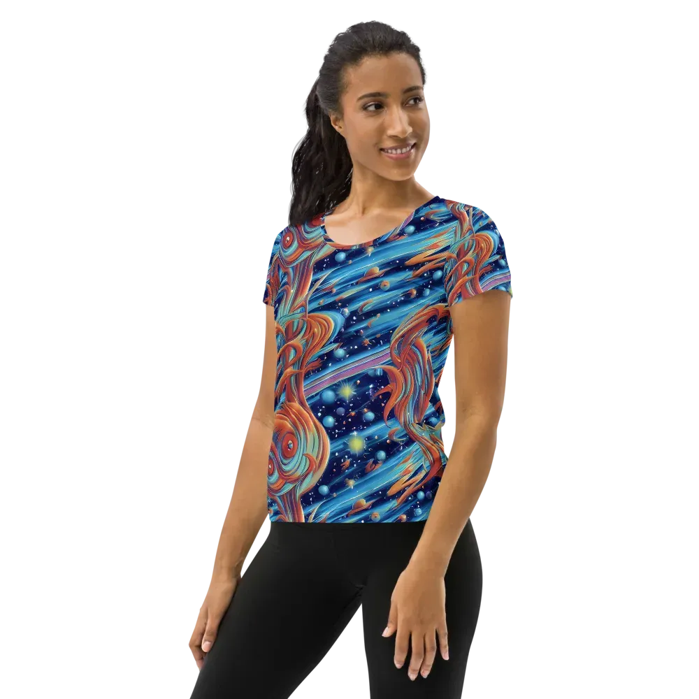 Orbit Flame on Women's Athletic T-Shirt — Left