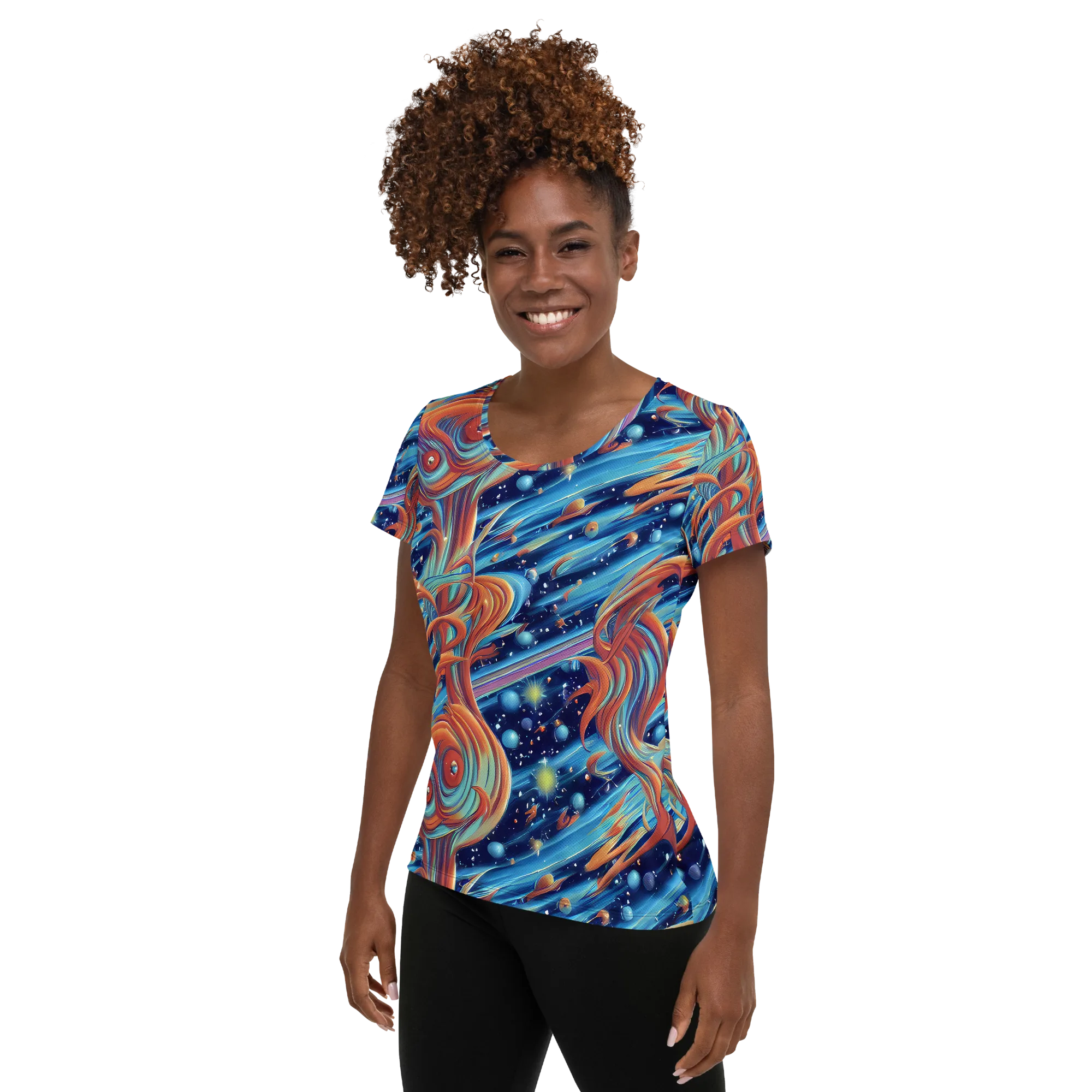 Orbit Flame on Women's Athletic T-Shirt — Left