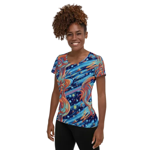 Orbit Flame on a Women's Athletic T-Shirt