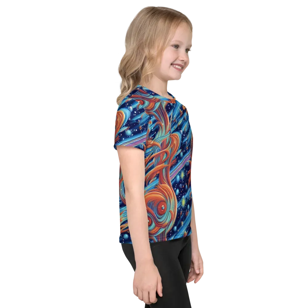Orbit Flame on Kids Crew Neck T-Shirt — Right