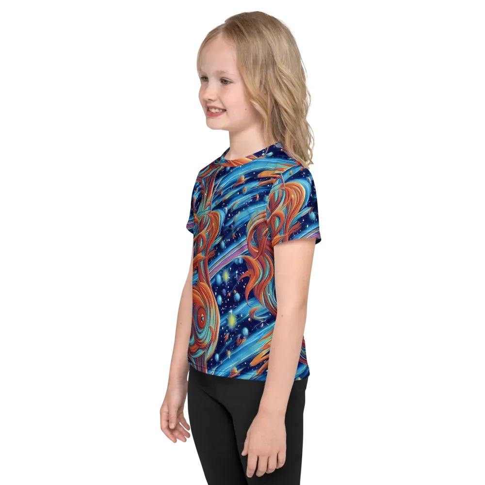 Orbit Flame on Kids Crew Neck T-Shirt — Left