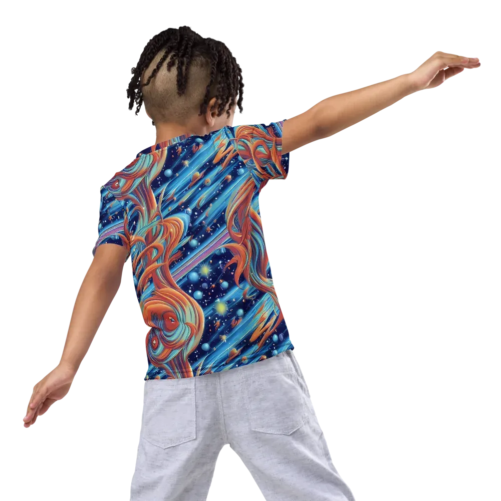 Orbit Flame on Kids Crew Neck T-Shirt — Back